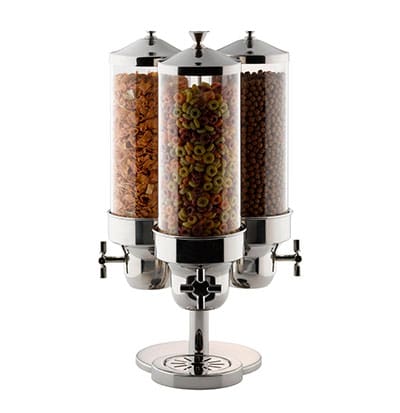 Cereal Dispenser Triple S/Steel - Polycarbonate Cylinder 265 X 265 X 595mm 11Lt