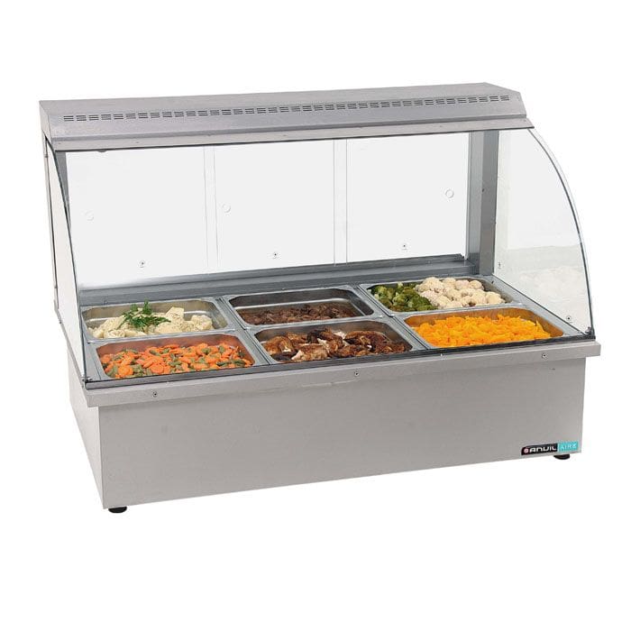 3 division bain-marie with sneezeguard - table model