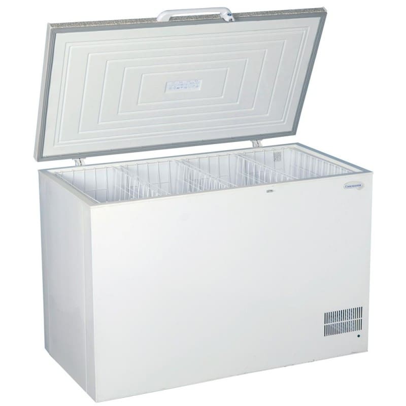 Chest Freezer Multimode T/STAT "Granite" Lid Lockable Grab Handle Backwall COND R600A 443Lt