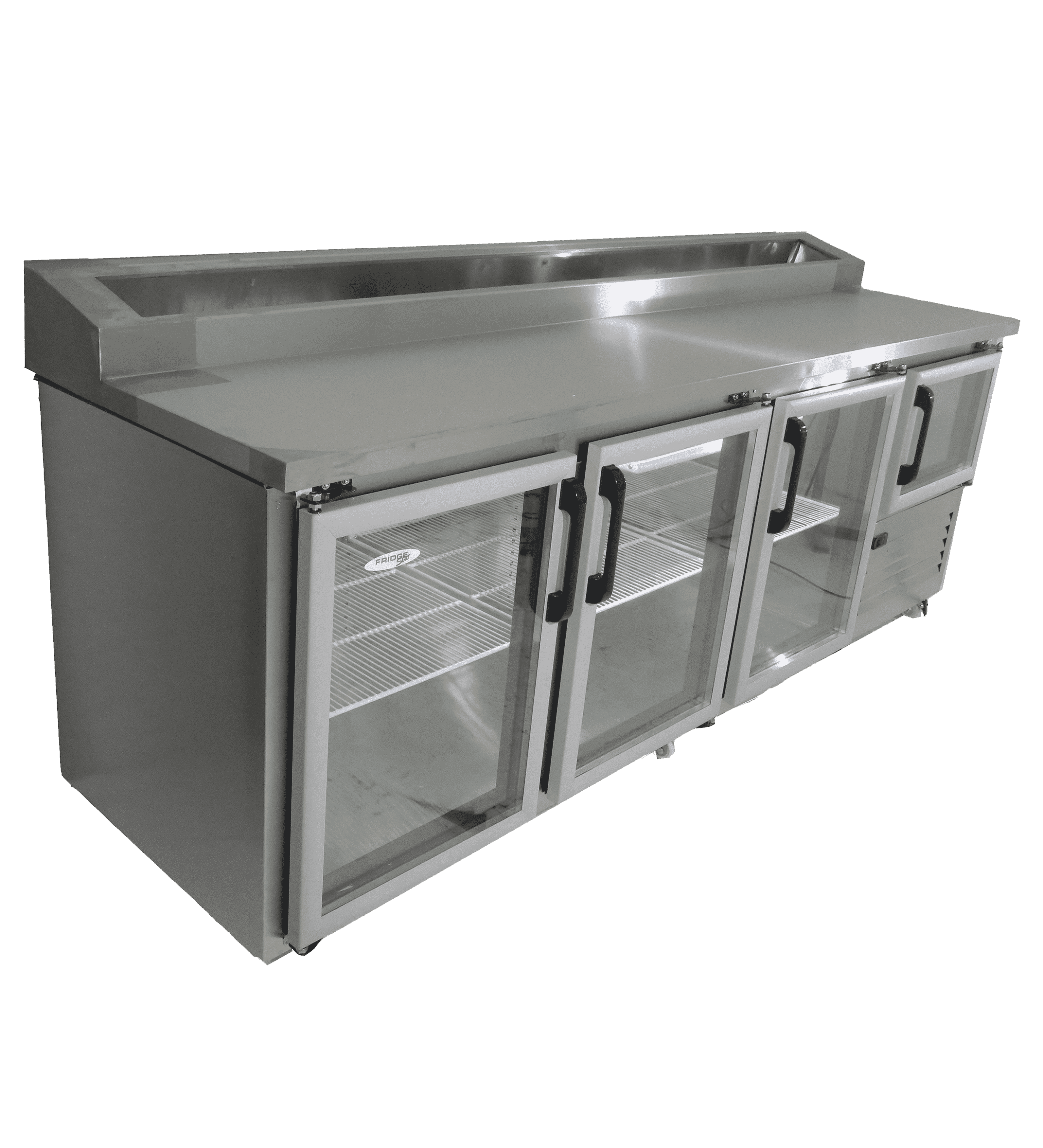 3.5 Swing Glass Door Pizza Top R290 S/S Exterior Castors EMS 909Lt