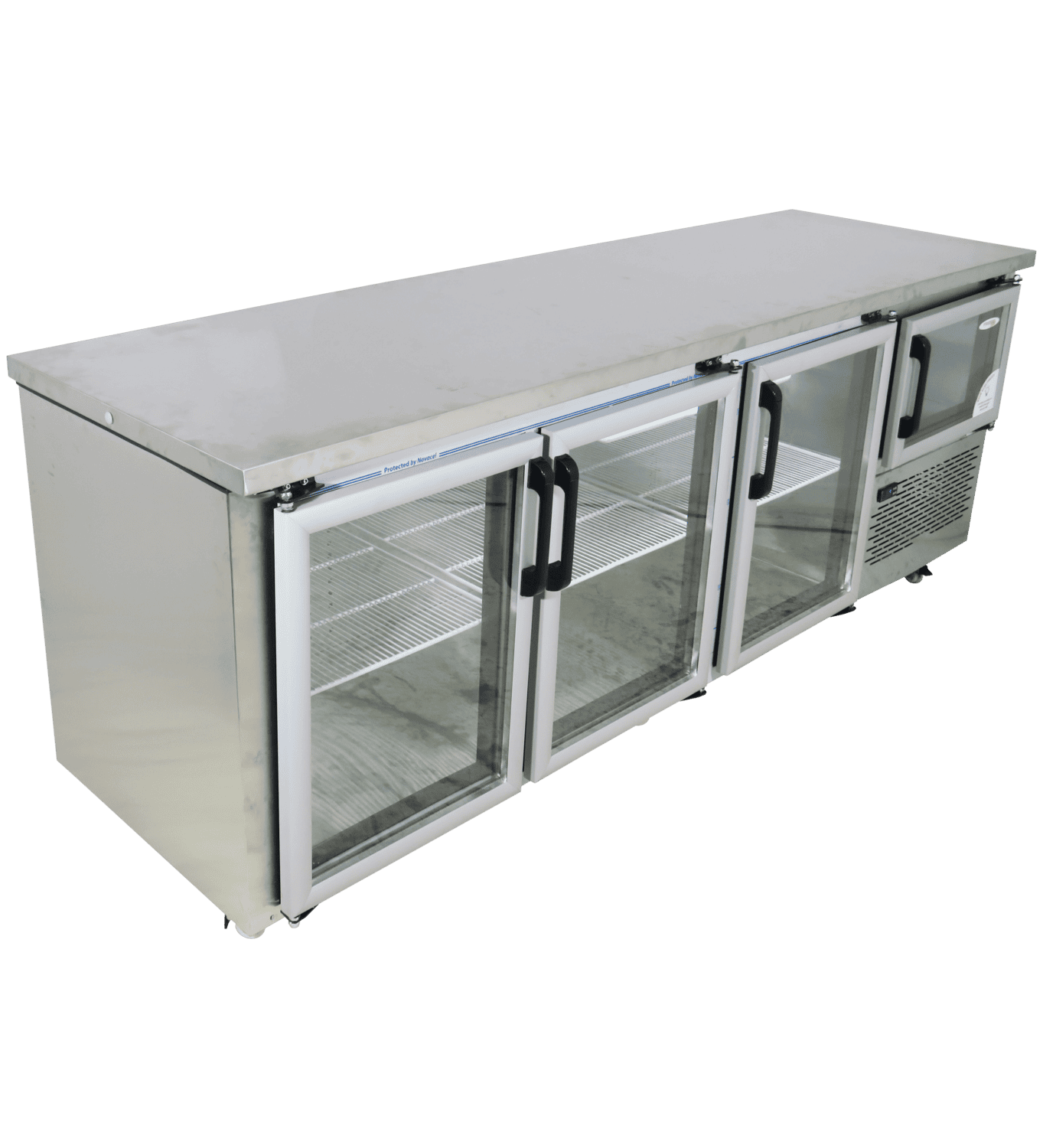 3.5 Swing Glass Door Underbar Fridge R290 S/S Exterior Castors EMS 853Lt