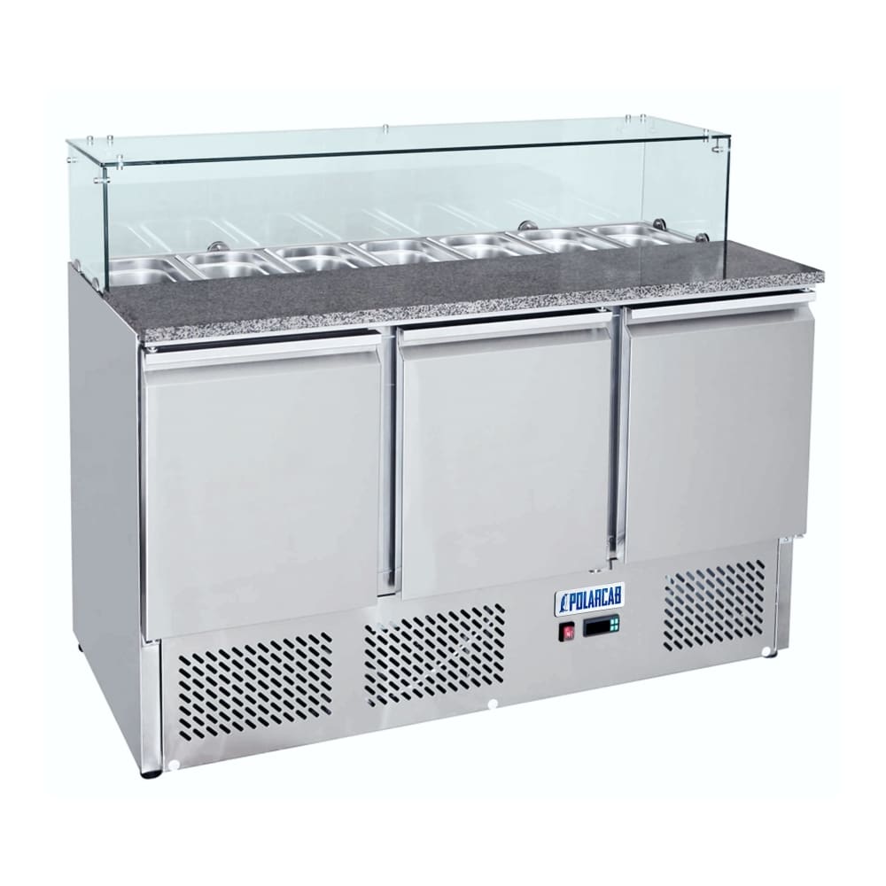 Saladette - Pizza assembly worktop with sneezeguard